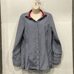 Chick-Fil-A Oobe‎ Team Style Womens Lg Uniform Employee Button Up Shirt Blue